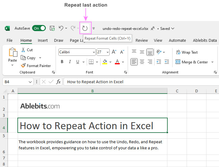 Cách lặp lại một hành động trong Excel