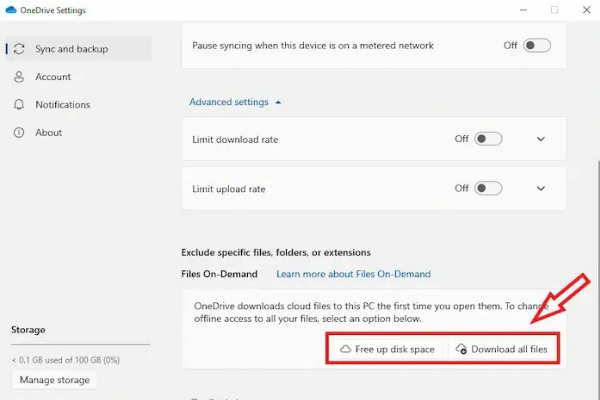 Giải phóng ổ C bằng OneDrive Files On-Demand